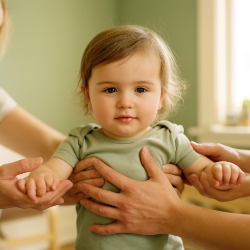 Niño realizando un ejercicio de movimiento asistido durante su terapia.